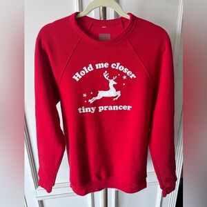Red Holiday Sweatshirt with Reindeer Print